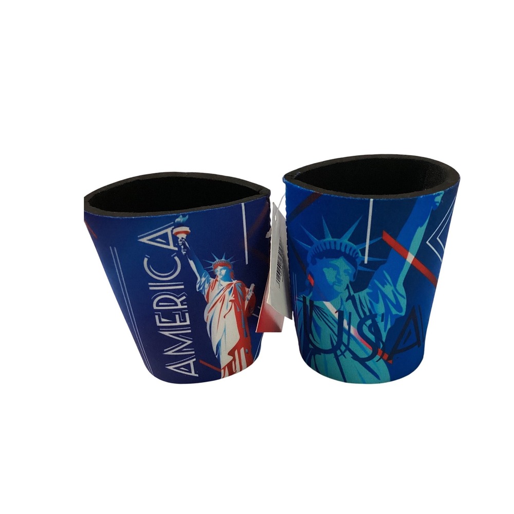 2-Statue of Liberty USA America Drink Can Coolers Patriotic Party Favors
